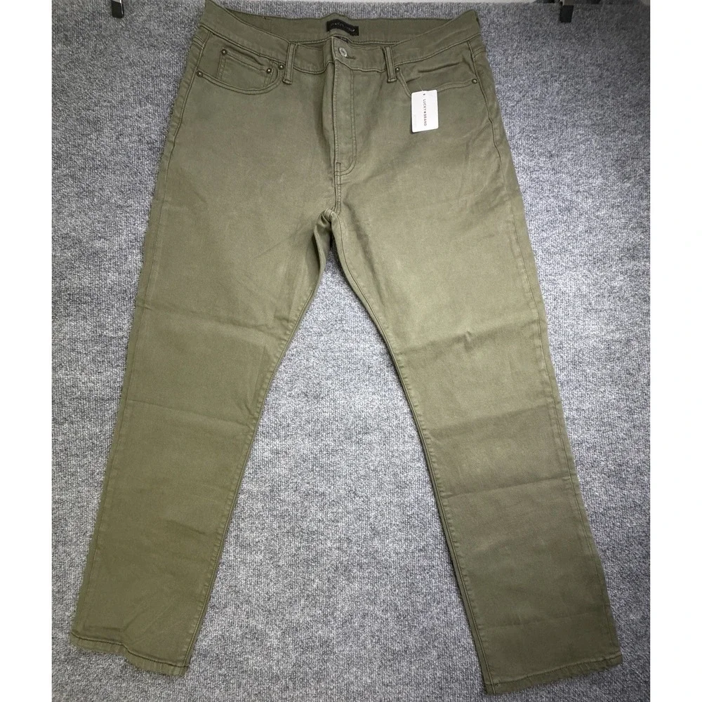 New Lucky Brand Straight Jeans Mens 38x32 Green Spring Olive Denim